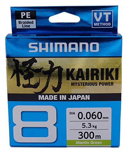 SHIMANO Kairiki 59WPLA68R01 - Lenza da pesca intrecciata, 8, 300 m, 0,10 mm/6,5 kg, colore: verde mantide