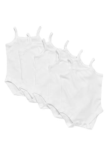 Marks & Spencer Body con Bretelle in Puro Cotone – Confezione da 5 (2,9 kg-3 Anni) Bambini Unisex Bianco 18