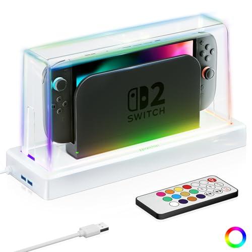HEYSTOP Copertura Antipolvere Switch 2 per Nintendo Switch 2 Dock, Custodia Cover Protettiva Switch 2 per Nintendo Switch 2 Accessori con Diverse Opzioni di Illuminazione LED Antipolvere e Antigraffio