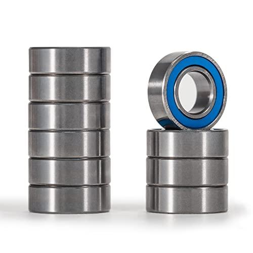 XiKe 10 pezzi MR128-2RS Miniatur Cuscinetti a sfere 8x12x3.5mm, Pre-lubrificati, Acciaio cromato, Doppia Guarnizione in Gomma, MR128RS Cuscinetti radiali rigidi a sfere sigillati