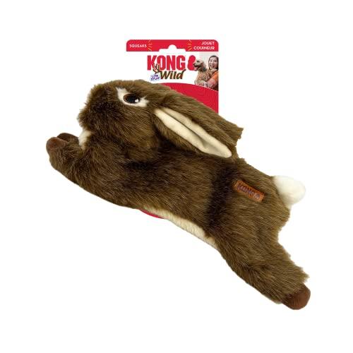 KONG Wild Low Stuffing Dog Toy – Coniglio – Peluche durevole con Squeaker – Imbottitura minima per meno disordine – Morbido giocattolo da masticare per cani di taglia piccola, media e grande