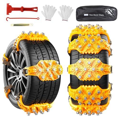 Catene da Neve Ninonly 8Pcz catene da neve universali di Emergenza Regolabili per Veicoli Auto Camion SUV per Pneumatici Larghezza 165mm - 245mm Facile Installazione e Rimozione
