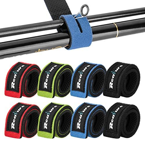 Realure 8 Pezzi Cinghie per Canna Da Pesca Cintura per Canne da Pesca Elastica Regolabile Cinghia per Fissare Le Canna Da Spinning Canne Da Feeder Canne Pesca Fodero Canna Da Pesca (4 colori)