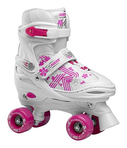 Roces Quaddy 3.0 Girl - Pattini a rotelle da bambina, misura regolabile, Bambina, 550095, Bianco-Rosa, 34/37
