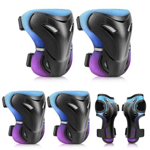 YOOXARMOR Set di Protezioni per Bambini da 3-6-13 Anni, Ginocchiere, Gomitiere, Polsiere Regolabili per Pattini a Rotelle, BMX, Bici,Ciclismo,Skateboard,Pattini in linea,Monopattini[6 Pezzi]