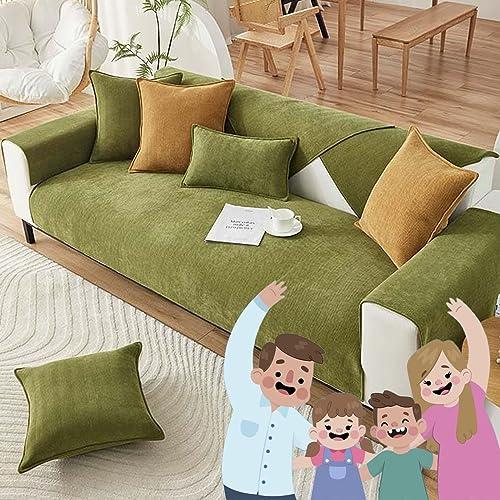 Docxide Funny Fuzzy Couch Cover, Herringbone Sofa Cover, Funnyfuzzy Herringbone Chenille Fabric Furniture Protector Sofa Cover (Green,45 * 45 cm/17.7 * 17.7 in)