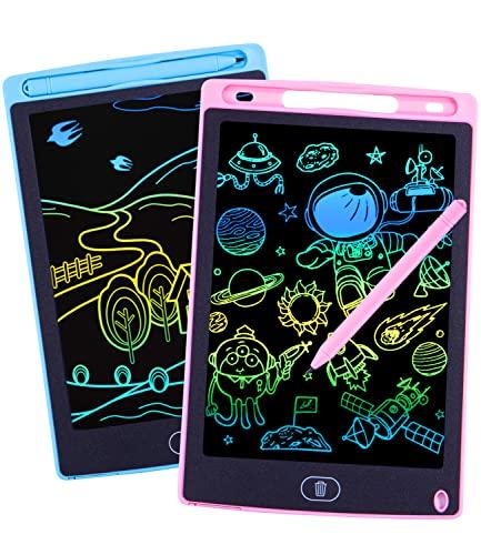 2 Pacchi Tavoletta Grafica Bambini LCD con Display Colorato 8,5 Pollici, Tavoletta Scrittura da Disegno Cancellabile con Scheda Elettronica con Pulsante Elimina e Interruttore di Blocco