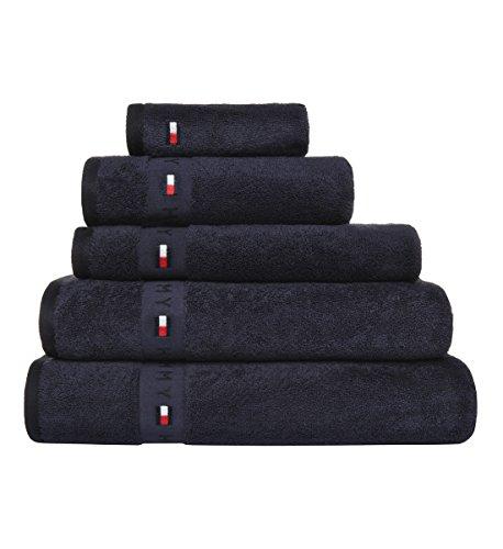 Tommy Hilfiger - asciugamano serie Legend2, tinta unita, 560 gr/m², 100% cotone, blu navy, telo 50 x 100 cm