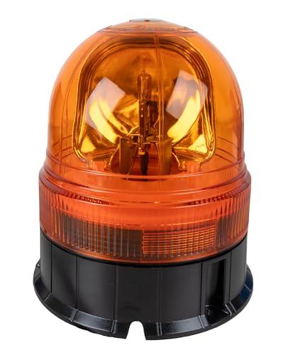 Ama Lampeggiante Alogeno per Trattori con Base Piana – 12 V, 55 W, Luce Rotazionale Arancione, Certificazioni ECE-R10 e ECE-R65, Grado di Protezione IP67