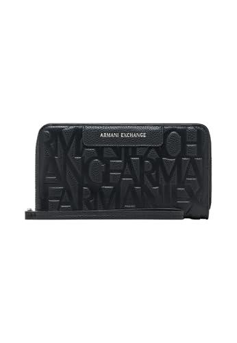 Armani Exchange Portafoglio da donna Essential, Liz, Pebble, logo Embossed Accessory-Travel Wallet, nero, Nero, taglia unica