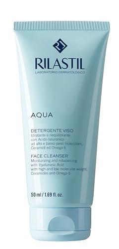 Rilastil Aqua Detergente Viso con Acido Ialuronico, Idratante e Riequilibrante, Adatto a Tutti i Tipi di Pelle, Confezione da 50 ml