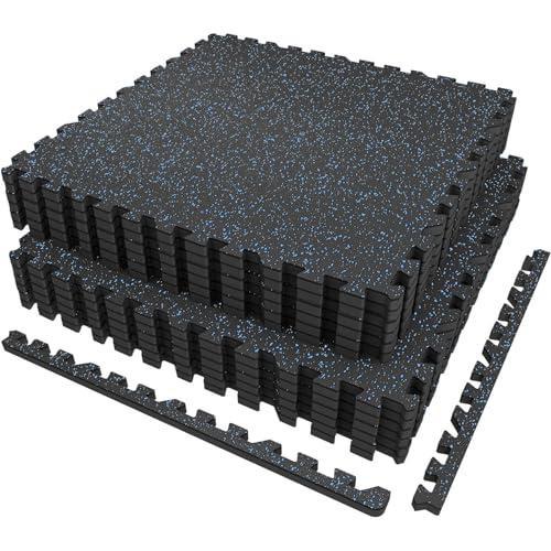 AIRHOP 6 Pz 60x60x1,4cm Tappetino per Attrezzature da Esercizio, Superficie in Gomma Robusta e Spessa, Tappetino Puzzle per la Protezione del Pavimento, per Palestra e Casa, Tappetino Fitness Blu