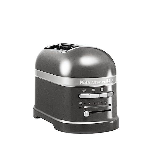 Kitchenaid tostapane - Artisan - Toaster 2 fette con scomparti extra-large e pinze autocentranti - Macchina per Toast con 7 Livelli di Doratura - Retro - Argento medaglia