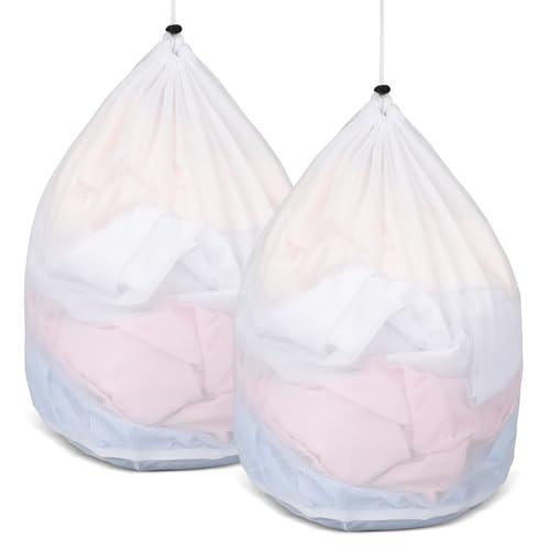 AiQInu 2 Pezzi Retina per Lavatrice, 40 x 30cm Sacchetti Lavatrice Biancheria in Rete, Sacco Biancheria Sporca con Coulisse, Sacchetto Scarpe Lavatrice