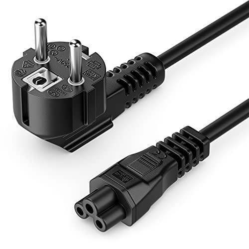 deleyCON 2m Cavo Alimentazione - Spina Tipo F 90° su Presa IEC C5 2,5A - per TV, Monitor, Laptop, Alimentatori - Nero