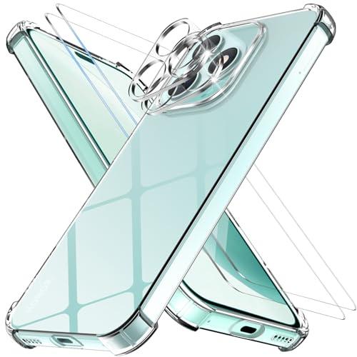 Vuletc Cover Antiurto per Honor 400 Lite con 2 Pezzi Pellicola Vetro Temperato e 2 Protezione Lente Fotocamera, Custodia Silicona Anti Graffio TPU Sottile, Trasparente