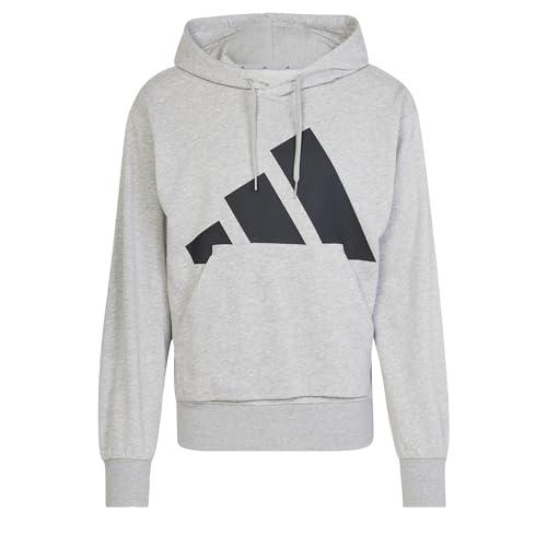 adidas Uomo Essentials Big Logo French Terry Hoodie, Medium Grey Heather/Black, XXL