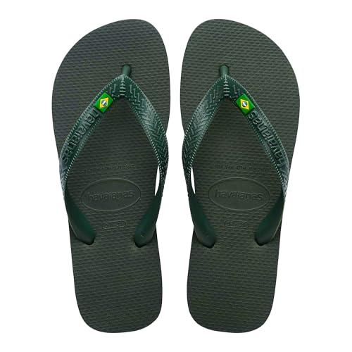 Havaianas - Top Brasil, Infradito Comode, Resistenti e Leggere con Suola Antiscivolo, Bandiera del Brasile sulle Strisce, Unisex Adulto, Olive Green, 43/44 EU