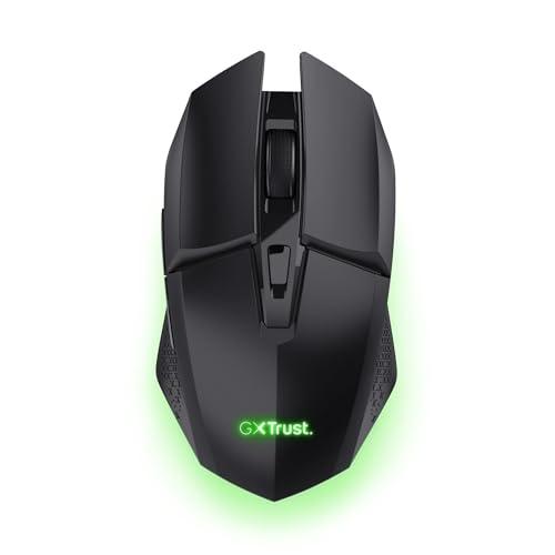 GXTrust 1108 Vylax Mouse Gaming Wireless Ricaricabile, 80 Ore di Autonomia, 800-4800 DPI, Illuminazione LED, Ricevitore USB Riponibile, 6 Pulsanti, Mouse Senza Fili RGB per Computer Laptop, Nero