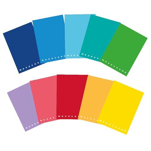 Pigna Quaderni A5 Monocromo, interno 0Q, Quadretti 5 mm. con margine, carta 80 gr., Copertine Assortite, Formato A5 15x21 cm, 10