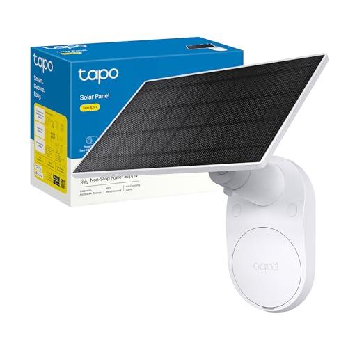 Tapo A201 Pannello Solare 2.5W, 5.2V, Adatto a Telecamere a Batteria, Installazione Flessibile, Ricarica ad Alta Efficienza 45 Min per Tutto il Giorno, IP65, Regolabile a 360°, Cavo di Ricarica di 4m