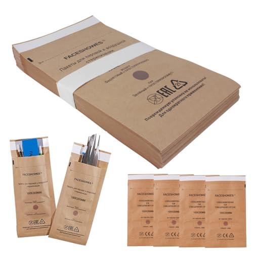 WeddHuis 50 Pezzi Buste per Sterilizzazione Autosigillanti per Cosmetica e Strumenti per Unghie (100 * 200MM)