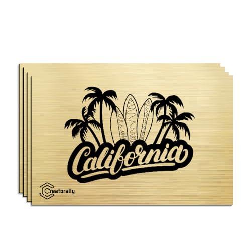 Creatorally Pannelli di Plastica, Pannello Plastica ABS per Incisione Laser 30x20 cm, 4 Foglio Plactic Incisibile 1,3 mm per Fai Da Te Personalizzato Cartello (Nero su Oro Spazzolato Opaco)