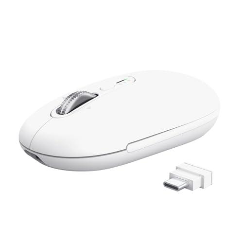 Trust Seron Mouse Wireless con Rotellina Ultra Rapida e Scorrimento Orizzontale, Bluetooth + 2.4GHz, 65% Plastica Riciclata, Pulsanti Silenziosi, Mouse Bluetooth Multi-Dispositivo per PC Mac, Bianco