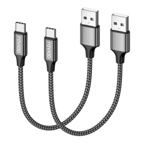 RAVIAD Cavo USB Tipo C Corto [2Pezzi, 0.5m] Nylon Cavo USB C di Ricarica Rapida e Trasferimento Dati per iPhone 17 16 15 Pro Max, Samsung Galaxy S24 S23 S22 S21 S20 Note 10, MacBook, Pixel, OnePlus 6T