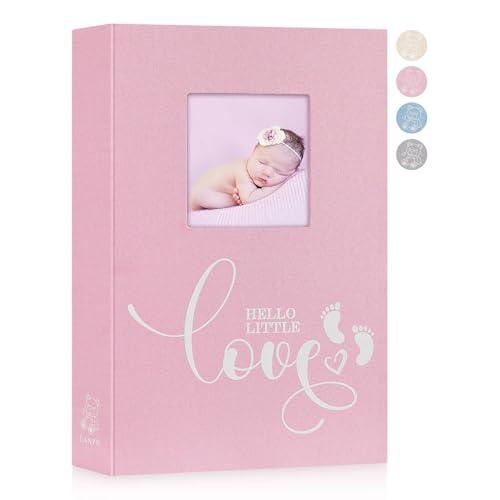 Lanpn Album Fotografici Bambino 10x15 300 Tasche, Lino Inserire Gli Album porta Foto Nascita Bimbo Regalo, Baby Photo Album Fotografico, Album Battesimo Bimba Ragazza Bambino Neonato Rosa