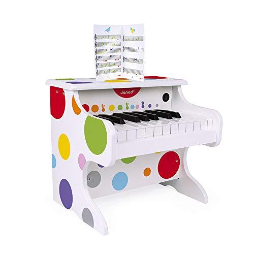 Janod - Il Mio Primo Pianoforte Elettronico Coriandoli (Legno), Strumento Musicale per Bambini, Giocattolo Di Imitazione e Risveglio Musicale - Da 3 Anni in su, J07618