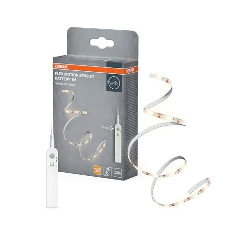 OSRAM FLEX MOTION SENSOR Striscia LED a batteria con luce bianca calda e sensore di movimento, 1m, 2W, 100lm, 3000K, 830 bianco caldo, non dimmerabile, IP20, sorgente luminosa non sostituibile