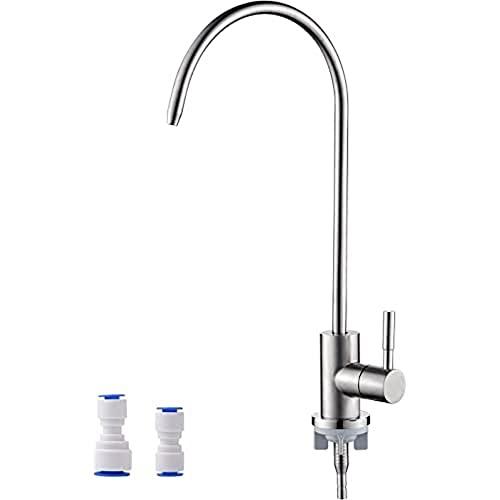 Ibergrif M22301A - Rubinetto da lavello, in acciaio INOX, girevole a 360°, Rubinetto ad osmosi inversa con 2 adattatori per rubinetto, argento