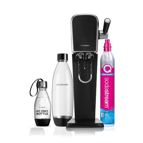Sodastream Art Nero, Gasatore d'Acqua per Trasformare l'Acqua in Acqua Frizzante, Incluso Cilindro Contente Co2, 1 Bottiglia da un Litro, 1 bottiglia da 0,5 L
