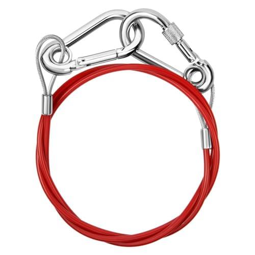 URAQT Cavo Sicurezza Rimorchio, 1 M Cavo di Sicurezza per Rimorchi e Caravan, con Moschettone, Carico di Rottura 150 kg, Acciaio Inossidabile Cavo Freno per Rimorchio, Diametro del filo 4mm