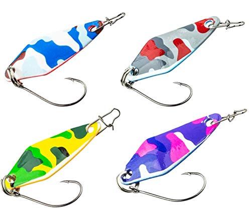 FISHN Set di lampeggiatori BLISSI 2,2gr, 3 cm - Cucchiaio per la Pesca di trote, persici, Pesca a Spinning (4 Pezzi)