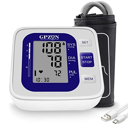GPZON Misuratore di Pressione Braccio bracciale Macchina per polsini BP,Accurato kit automatico per alta pressione sanguigna con polsino largo 22-40 cm