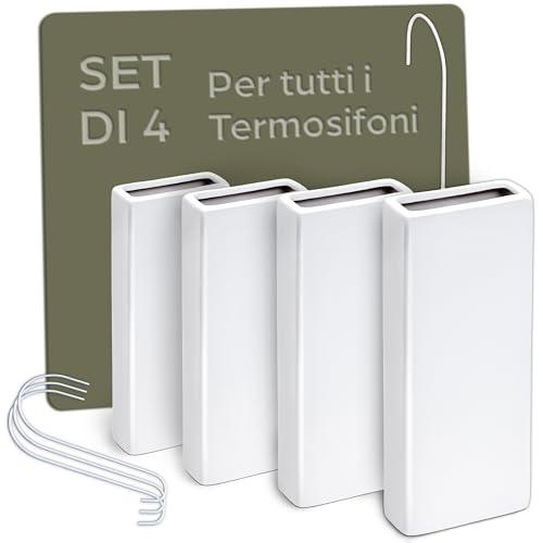 Umidificatore Termosifoni in Ceramica - Set di 4 Contenitore Acqua per Termosifoni con Gancio Flessibile - Controllo Dell'Umidità - Risparmio Energetico - Rilascio Efficiente Dell'Umidità