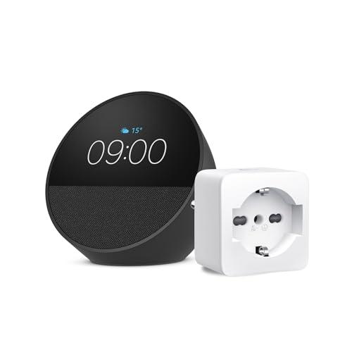 Echo Spot | Nero + TP-Link Tapo Presa intelligente, compatibile con Alexa - Kit di base per Casa Intelligente