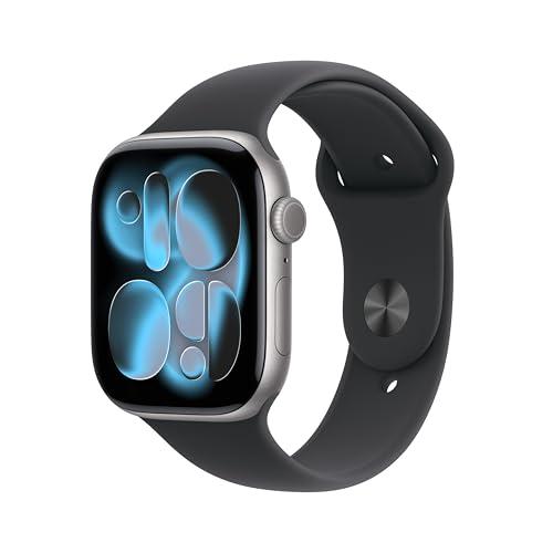 Apple Watch Series 11 GPS, Cassa 46 mm in alluminio grigio siderale con Cinturino Sport nero - S/M