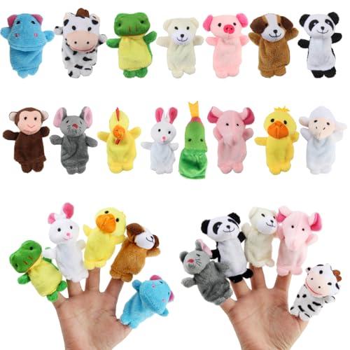 Xmart 15 pezzi Marionette da Dita Famiglia Bambole da Dito con Zoo Divertenti Mini Cartone Animato Burattini a Dito Set Velluto per Scuole Spettacoli Ricreazione Festa di Compleanno