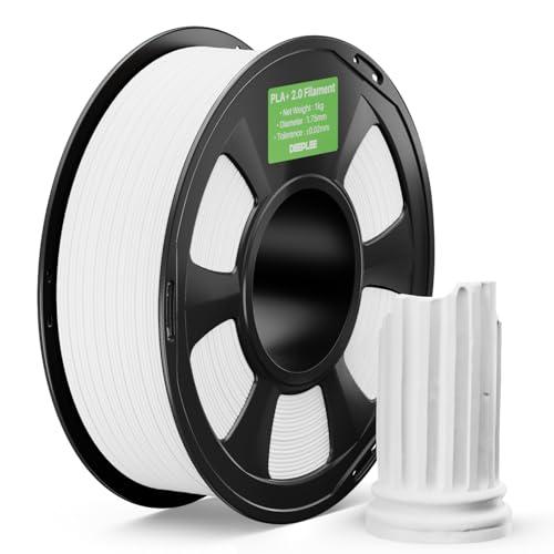 Filamento DEEPLEE PLA+ 2.0 Bianco 1KG, Materiale Aggiornato per Stampanti 3D PLA+ 1.75mm Compatibile con la Maggior Parte delle Stampanti FDM.
