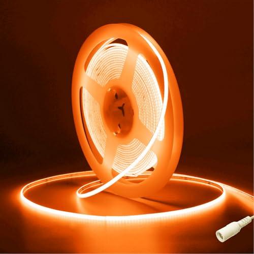 Striscia LED COB 5 metri DC12V,Fosingut 480LED/M Strisce LED Camera Adesive Flessibile,CRI90+ Arancia 4mm Alta Luminosità Luce Plafoniera LED Sottopensile Cucina per Feste,Scale,Armadio,Casa DIY Decor