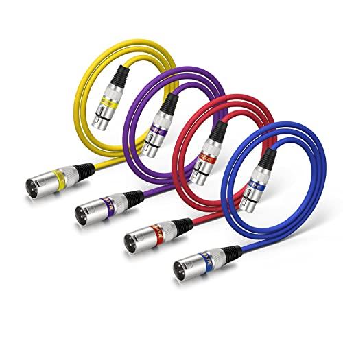 EBXYA Cavo XLR Cavo microfono 1M/3FT 4 confezioni di cavi XLR bilanciati maschio-femmina per sistema PA, registratore da studio, amplificatore, mixer