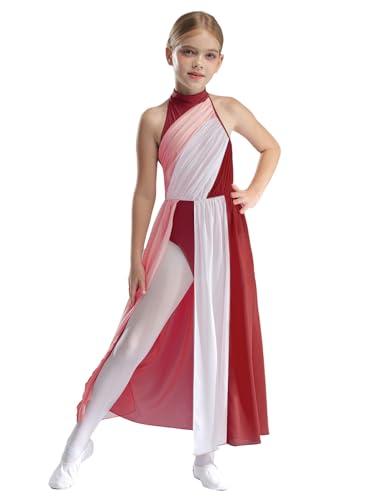 Freebily Vestito da Balletto Bambina Ballo Lirico Contemporaneo Body Danza Classica Ballerina Moderna Abito da Pattinaggio Artistico Costume da Ballo Latino Dancewear Borgogna 9-10 Anni