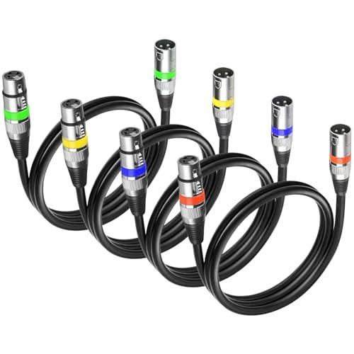 4Pack Cavo Xlr Bilanciato 1.2m Cavo Microfono Xlr Corto 1.2 Metri, Cavo Dmx Luci Palco 3 Poli Cavo Cannon Maschio Femmina 1.2 mt 3 Pin Dmx Cable, Cavi Dmx Cavi Xlr 1m Cavo Canon Connettori Microfoni