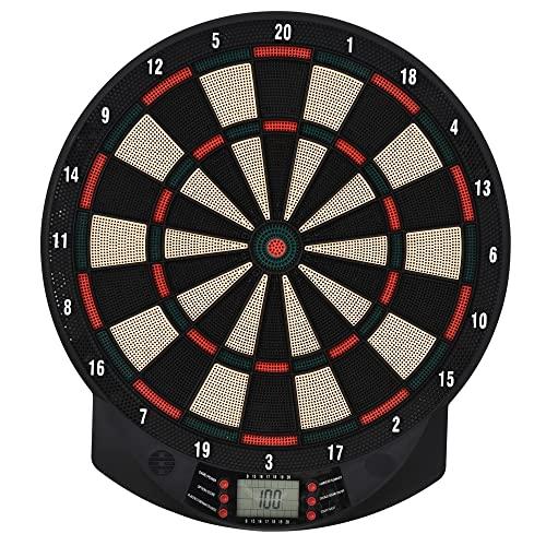 HOMCOM Bersaglio a Freccette Elettronico in PP con 6 Freccette e Tabellone Segna Punti, 26 Giochi e 185 Opzioni di Punteggio Incluso, 44x39.5x2.2cm, Nero