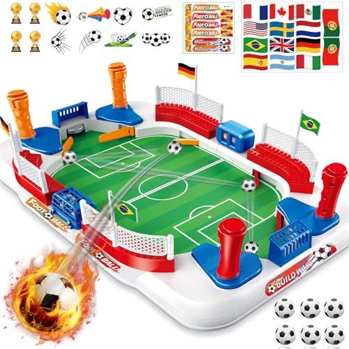 LumenVela Biliardino per Bambini, 55 × 31 Calcio Balilla Bambini, Mini Calcetto Balilla con 6 Calcio, Segnapunti Tascabile, Adesivo, Giochi Calcio Regalo Bambino 4 5 6 7 8 9 10 Anni Maschio