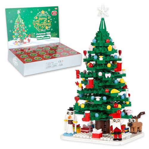 Calendario dell'Avvento 2025, kit di costruzione per albero di Natale, conto alla rovescia, 779 pezzi, set da 24 giorni, scatole a sorpresa, regali creativi per adulti adolescenti ragazze dai 6 anni