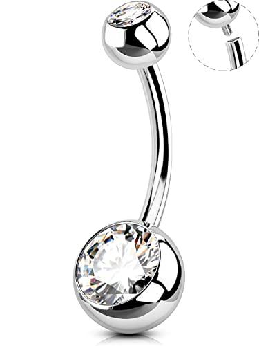 OUFER, Piercing per ombelico da 10, 12, 14 mm, 14G, in acciaio inox 316L, extra lungo, per ombelico, Acciaio inossidabile